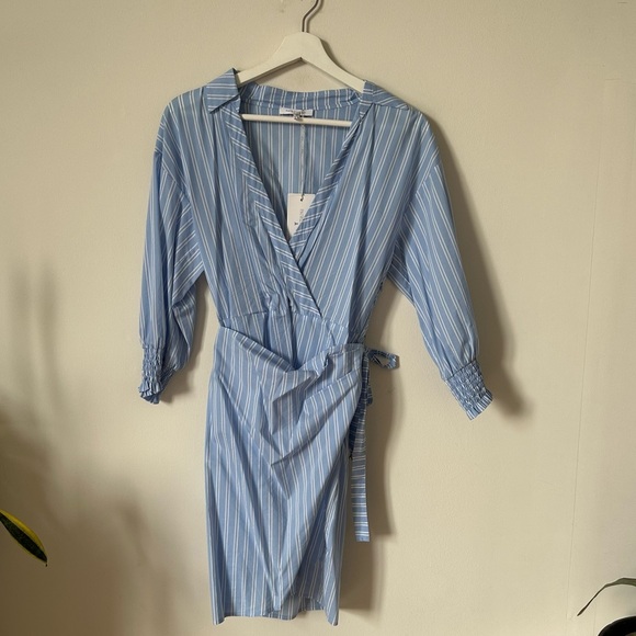 NWT Patrizia Pepe Abito Blue White Stripes Mini Dress Size 40 US 4 - Picture 5 of 8